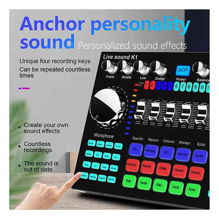 K1 Sound Card Mixer board Computer Phone Voice Changer